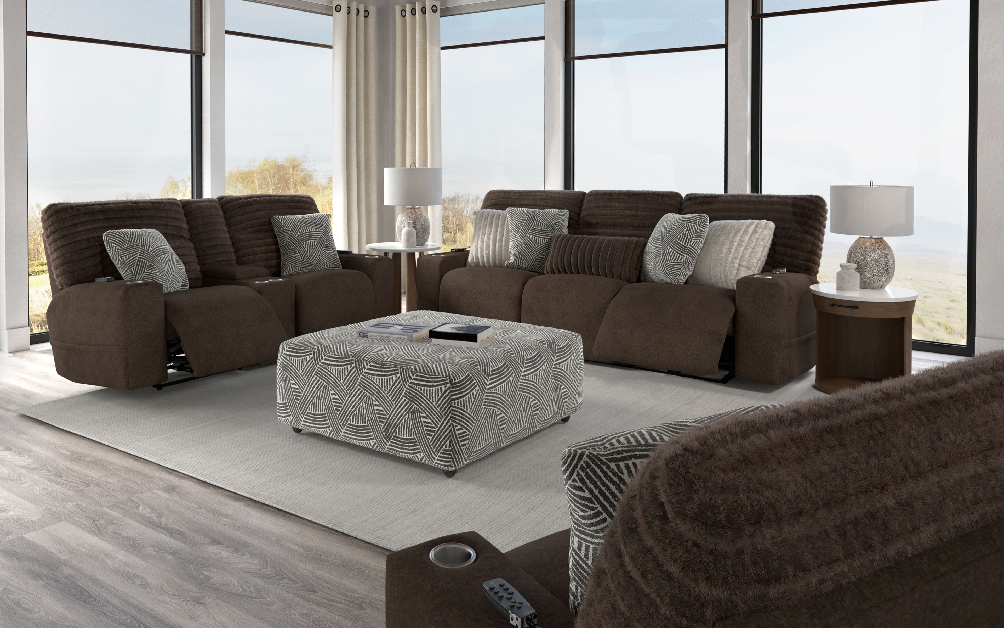 Zen - Power Reclining Console Loveseat With CR3 Heat/Massage/Zero Gravity - Chocolate - Stylish Home Furniture