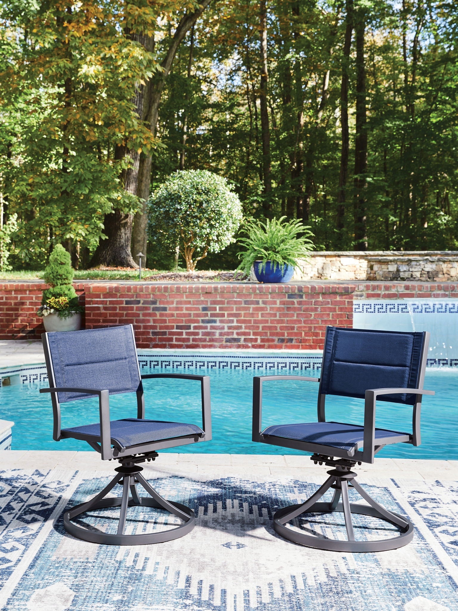 Rocky Creek - Sling Swivel Chair (Set of 2) - Blue / Gray - Stylish Home Furniture