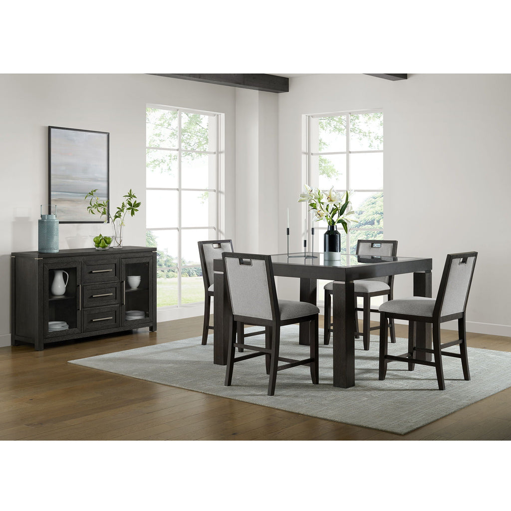 Elodie - Counter Table With Glass - Charcoal - Stylish Home Furniture
