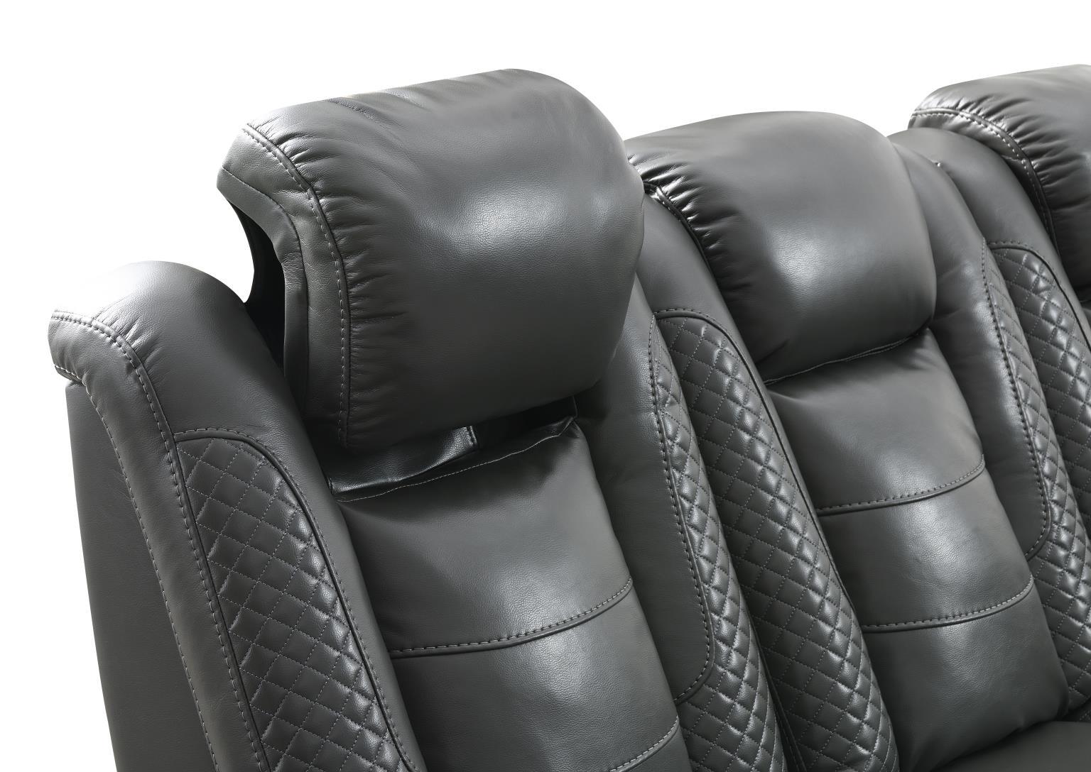U93 - LED Power Reclining With Power Headrest, And Drop Down Table Sofa - Gray - Stylish Home Furniture