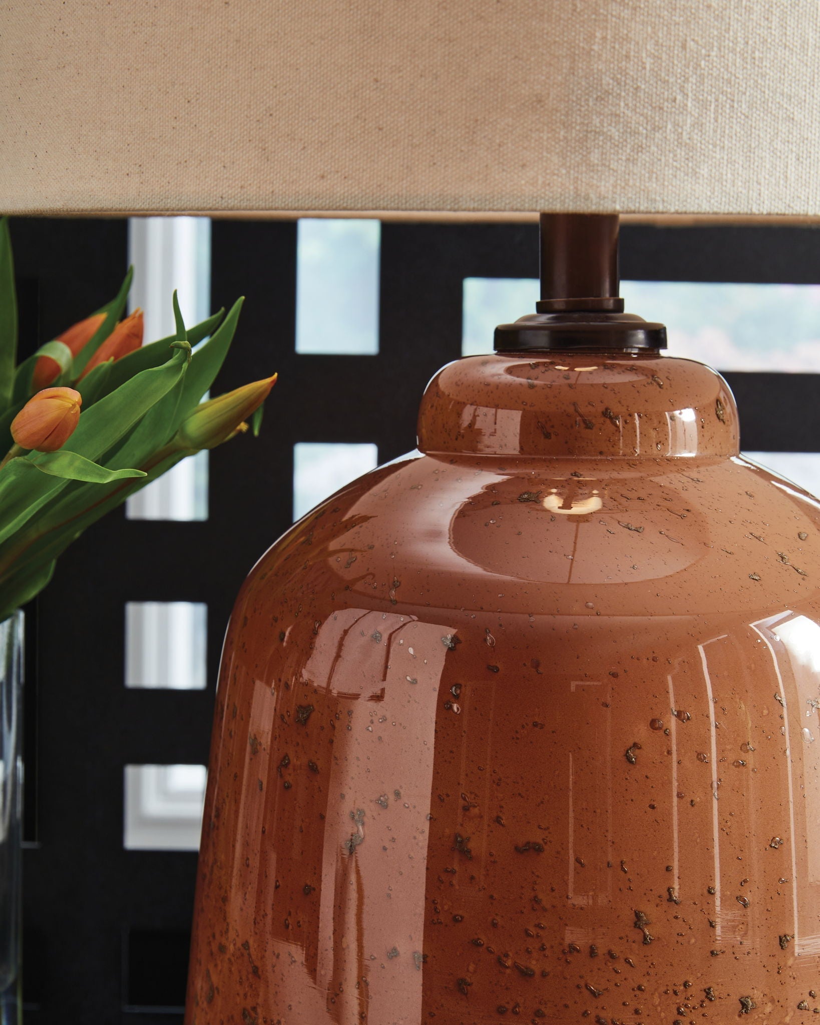 Aaleahya - Glass Table Lamp - Rust - Stylish Home Furniture