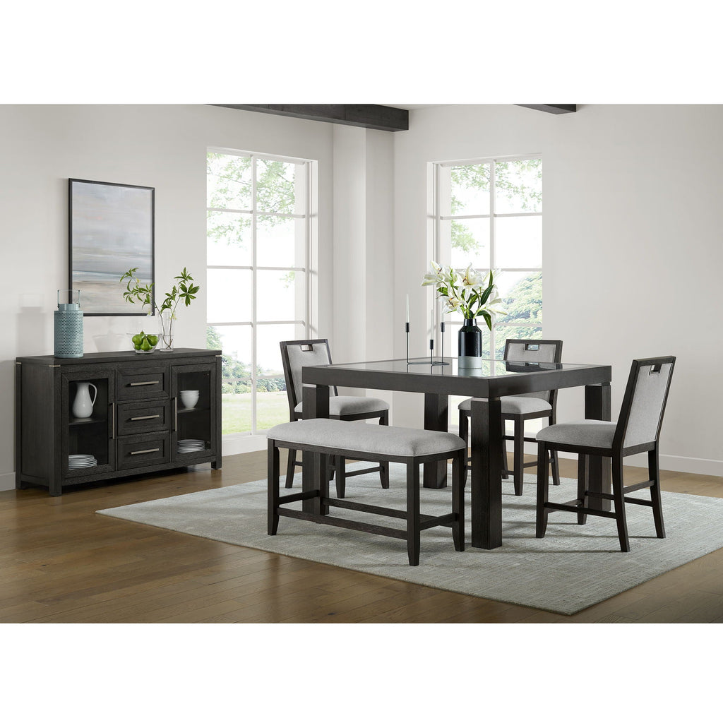 Elodie - Counter Table With Glass - Charcoal - Stylish Home Furniture