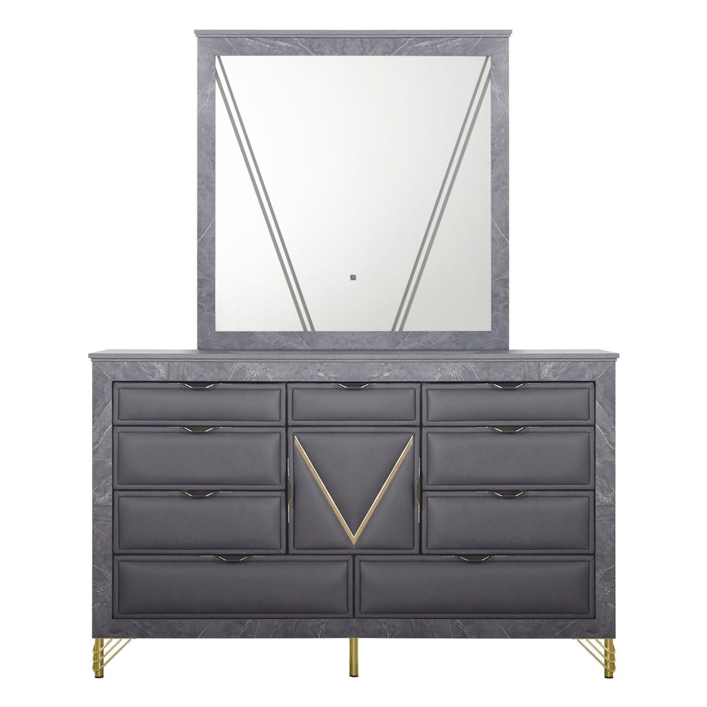 Symmetry - Lighted Mirror - Charcoal - Stylish Home Furniture