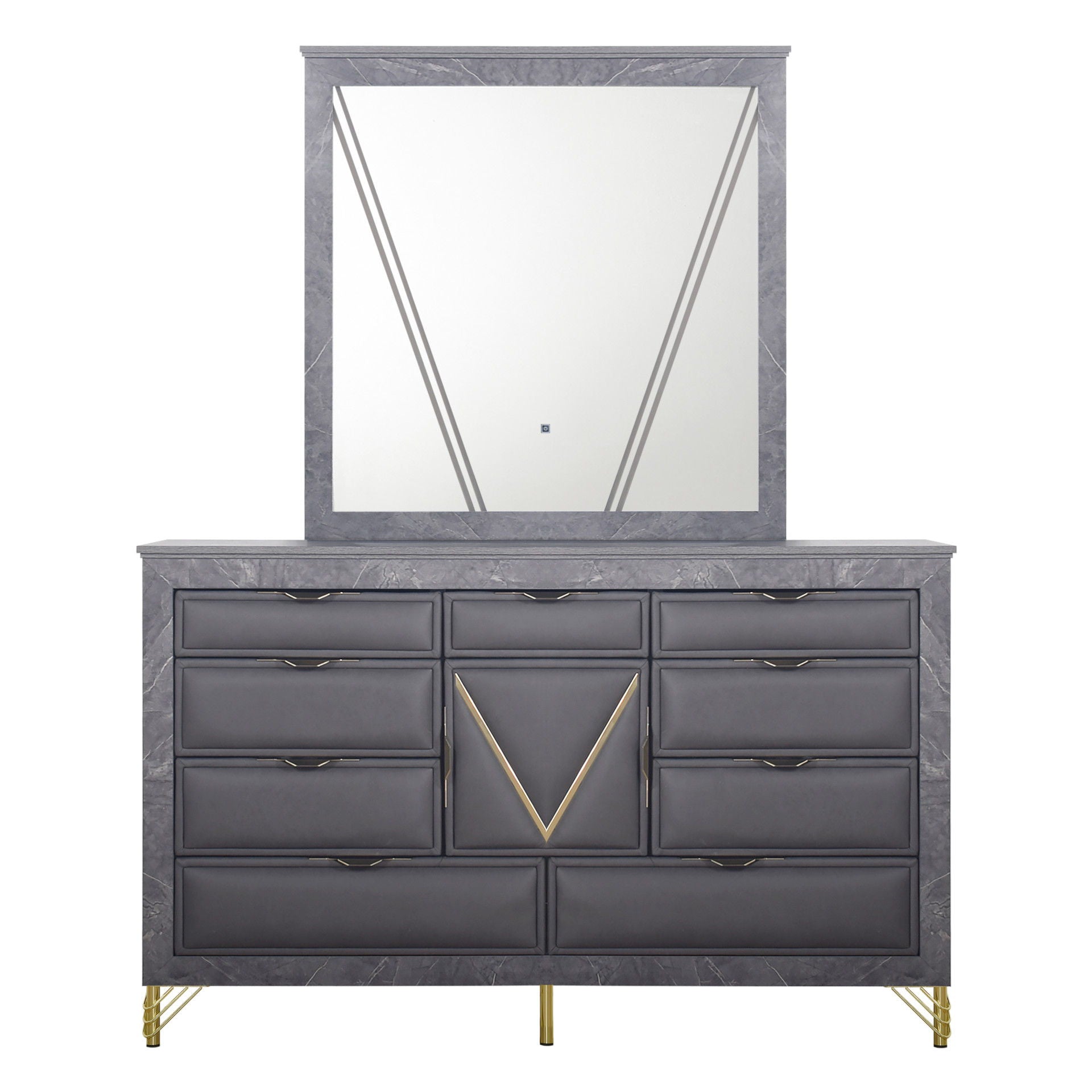 Symmetry - Lighted Mirror - Charcoal - Stylish Home Furniture