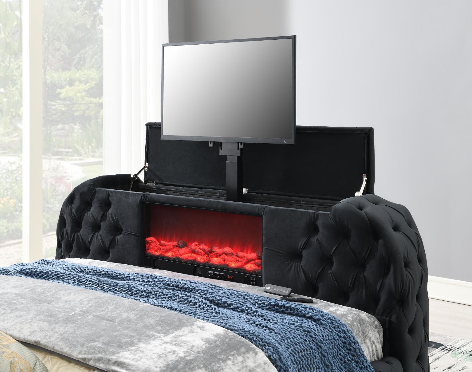 B540 - King Bed With Fireplace, TV Mount & Bluetooth Speaker & USB - Stylish Home Furniture