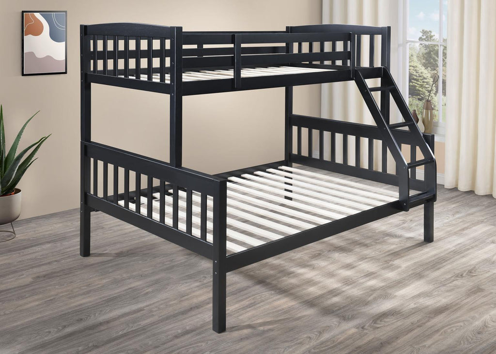 S095 - Twin / Full Bunk Bed - Black - Stylish Home Furniture