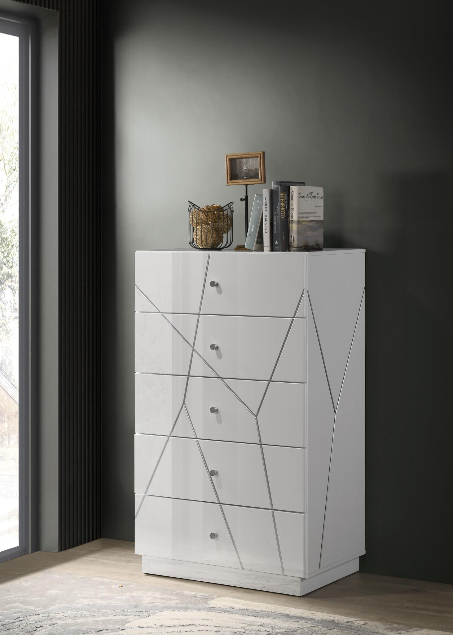 B121 - Line Chest - White / Gray - Stylish Home Furniture