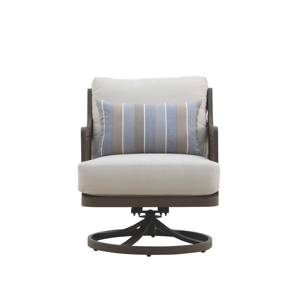 Genova - Patio Swivel Club Chair With Accent Pillow (Set of 2) - Gray - Stylish Home Furniture