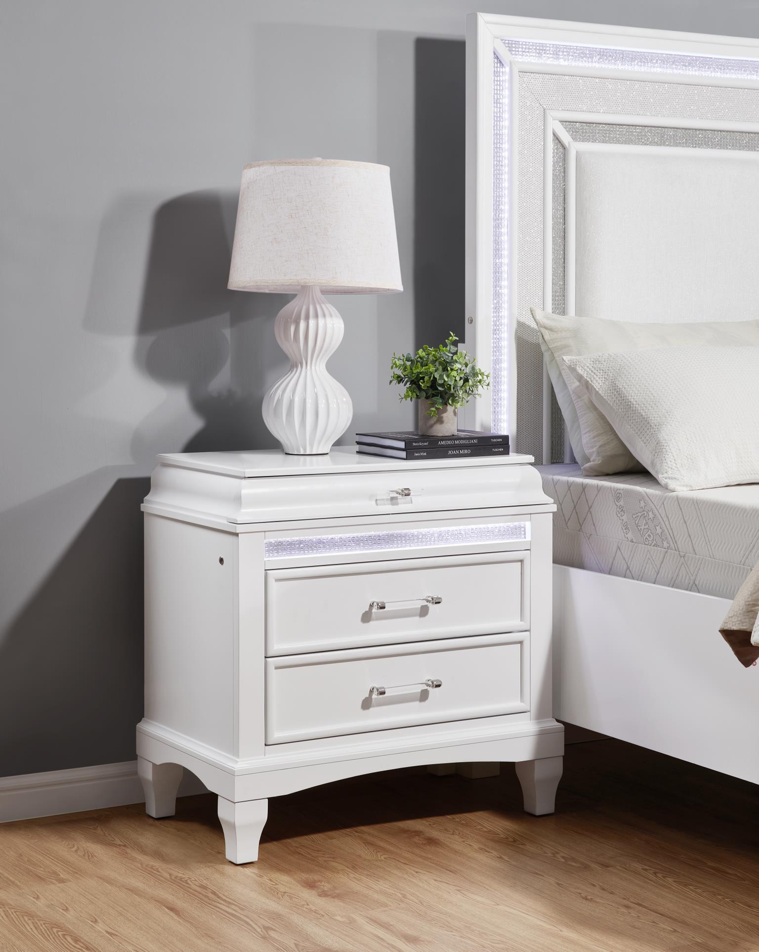 B045 - LED Nightstand - White - Stylish Home Furniture