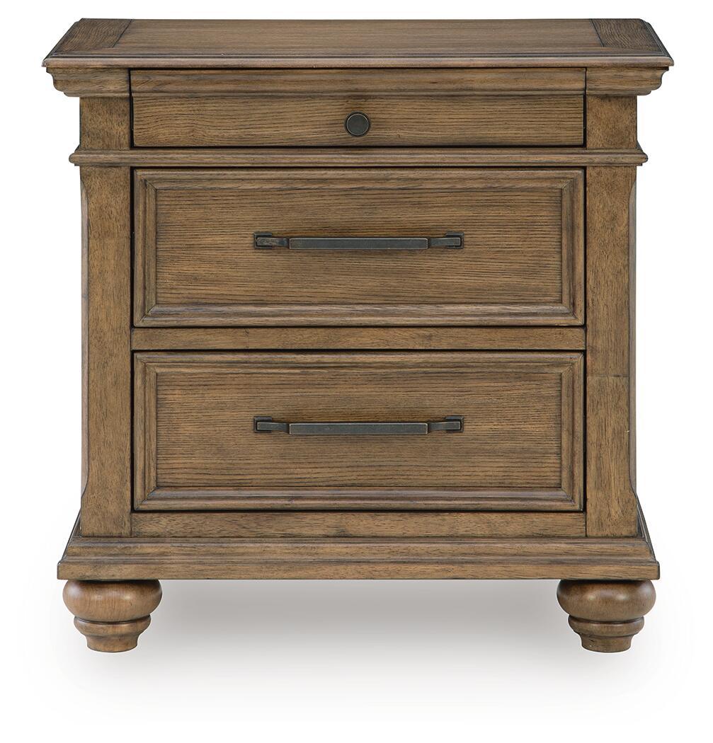 Karallin - Three Drawer Night Stand - Medium Brown - Stylish Home Furniture