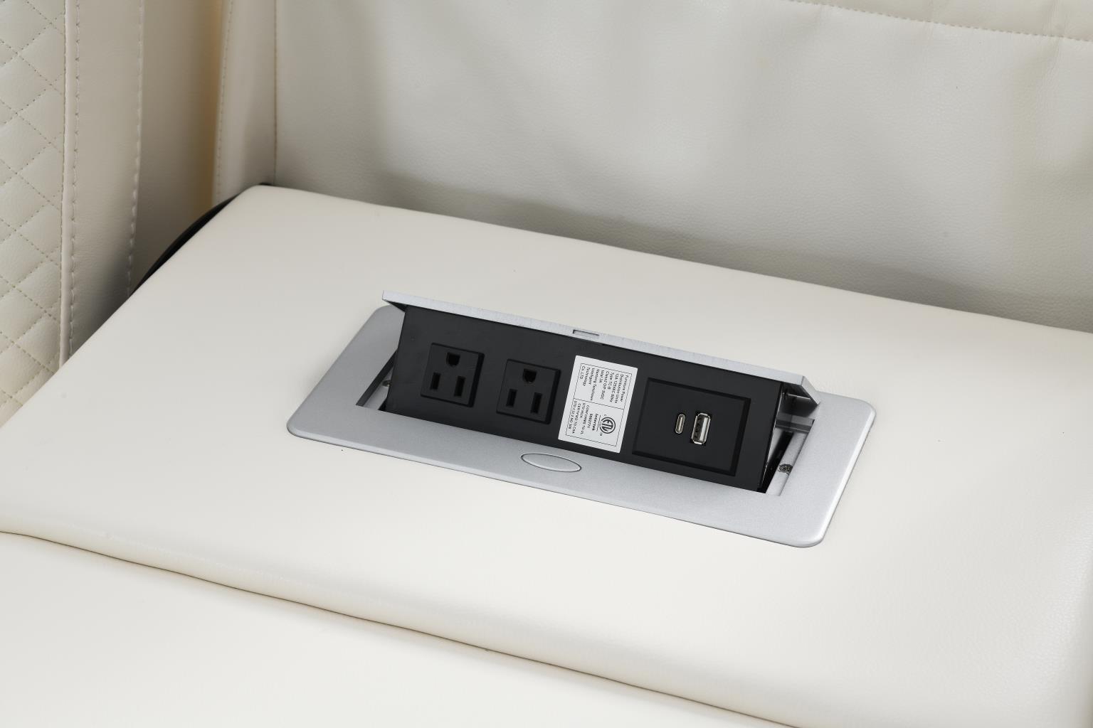 U94 - LED Power Reclining With Power Headrest Chair - White - Stylish Home Furniture