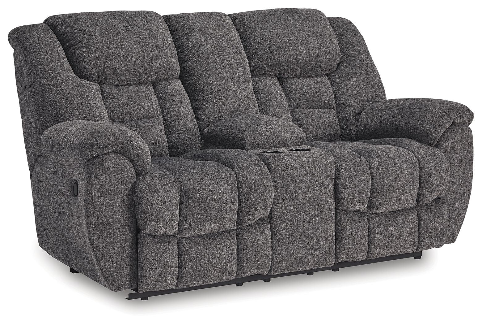 Foreside - Dbl Reclining Loveseat with Console - Charcoal - Stylish Home Furniture