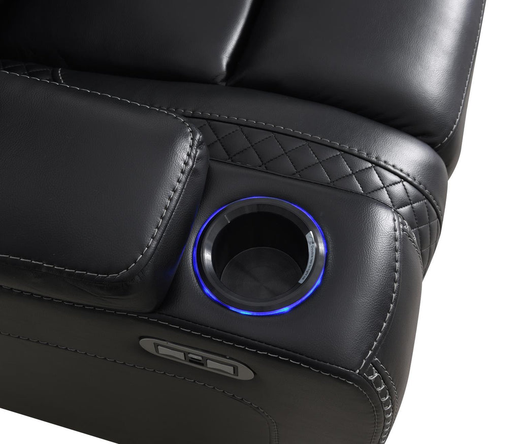 U92 - LED Power Reclining With Power Headrest Chair - Black - Stylish Home Furniture
