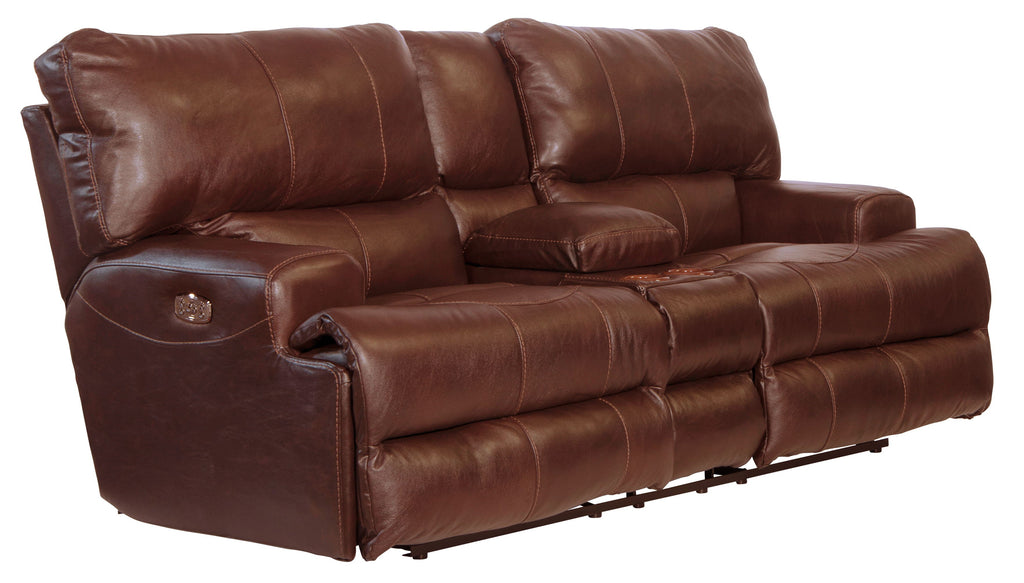 Wembley - Power Headrest With Lumbar Lay Flat Reclining Console Loveseat - Stylish Home Furniture