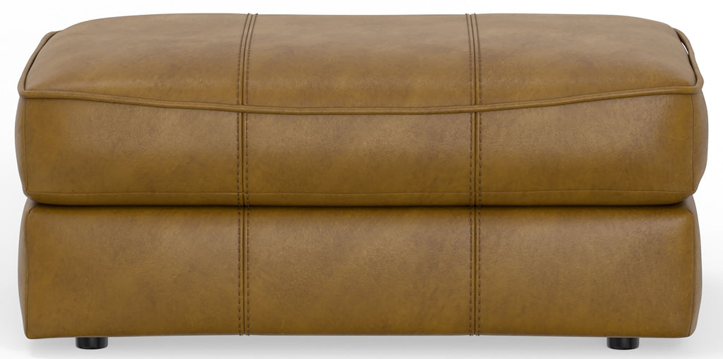 Corvara - Top Grain Italian Leather Match Ottoman - Caramel - Stylish Home Furniture
