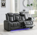 U93 - LED Power Reclining With Power Headrest, Bluetooth Speaker, And Drop Down Table Loveseat - Dark Gray - Stylish Home Furniture