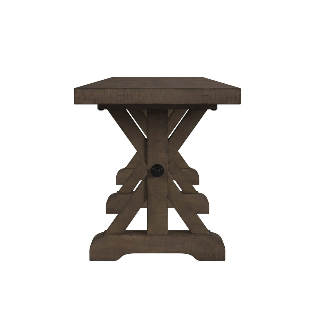 Yellowstone - Dining Bench With Metal Bar Cross - Medium Brown