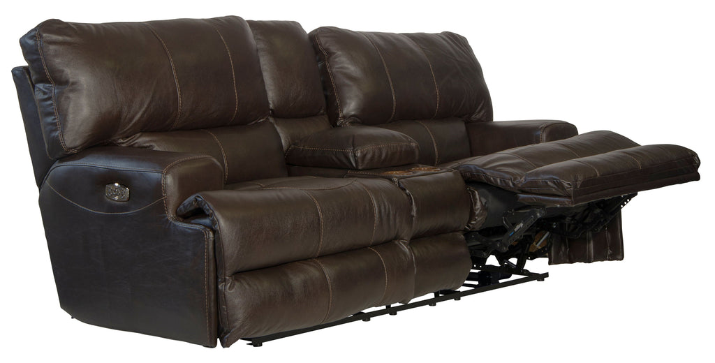 Wembley - Power Headrest With Lumbar Lay Flat Reclining Console Loveseat - Stylish Home Furniture
