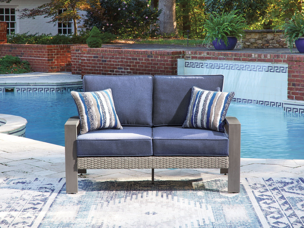 Half Moon Beach - Loveseat With Cushion - Blue / Gray - Stylish Home Furniture