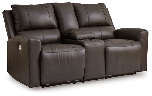 Boxmere - Dbl Power Reclining Loveseat with Console - Storm - Stylish Home Furniture