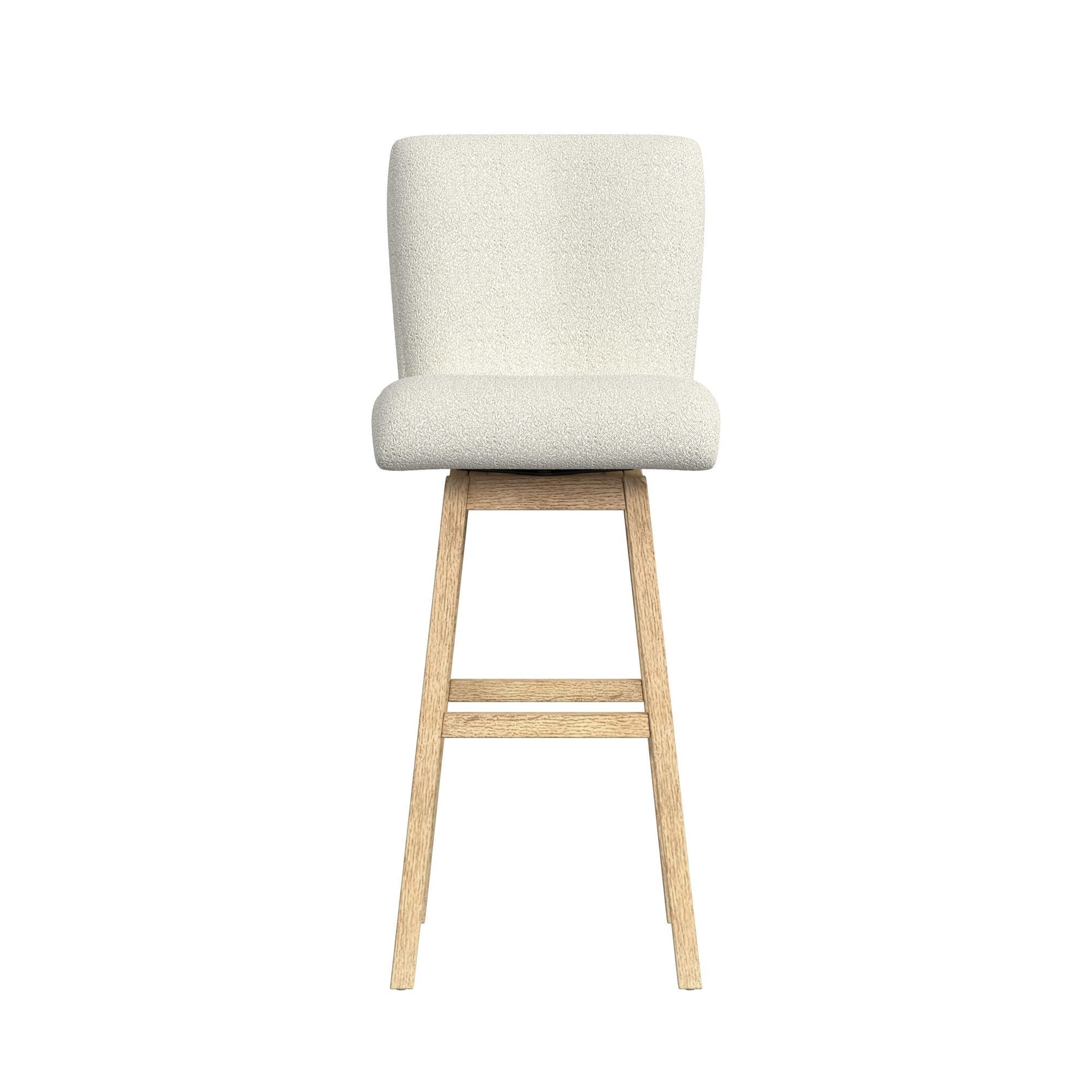 Cambrie - Upholstered Swivel Bar Stool With Boucle (Set of 2) - Beige / Natural - Stylish Home Furniture