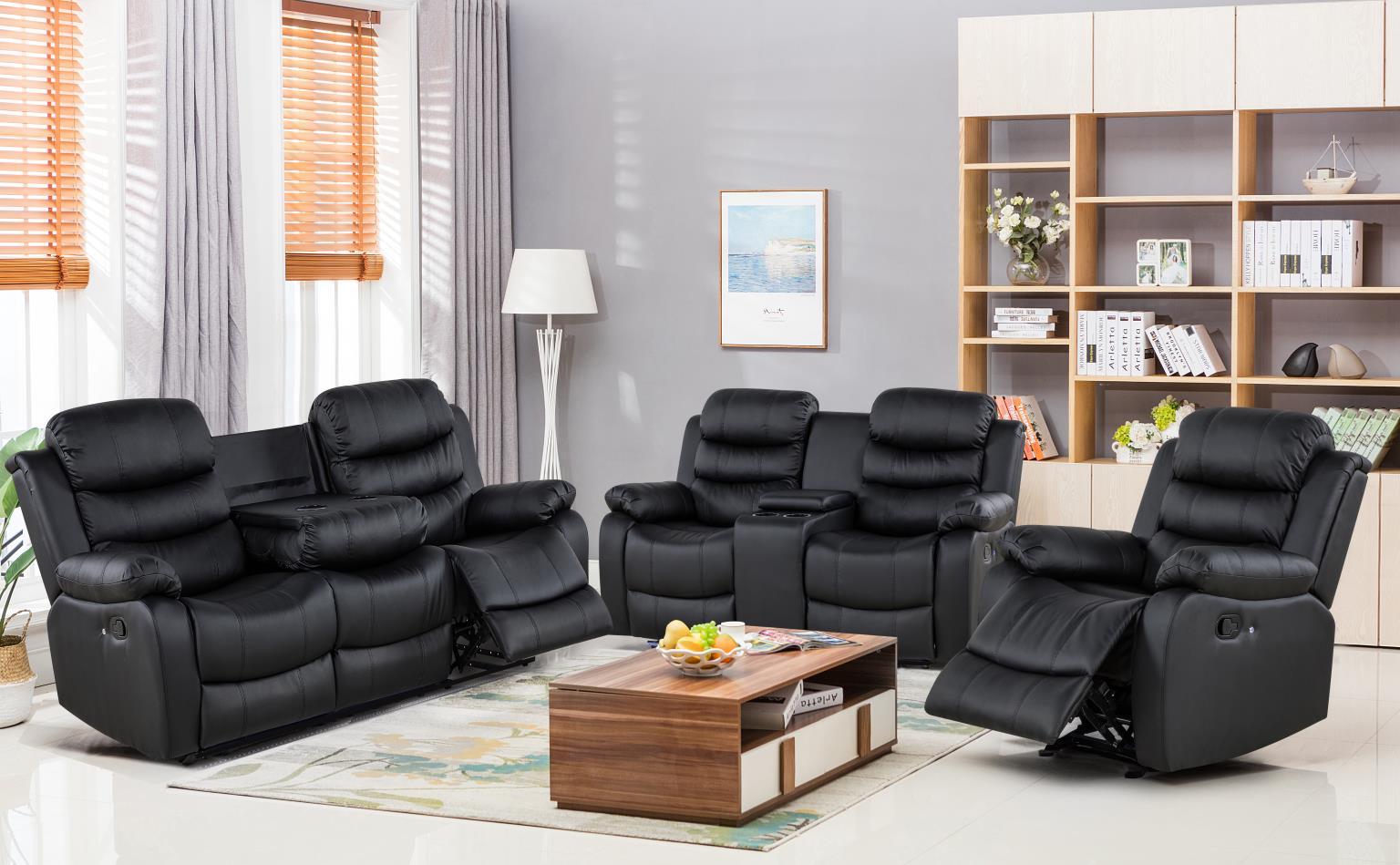 U190 - Motion Loveseat - Black - Stylish Home Furniture