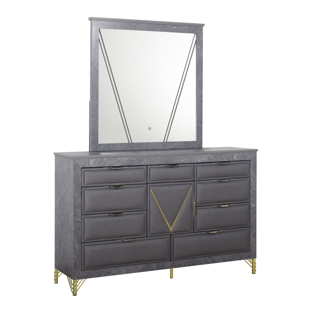 Symmetry - Lighted Mirror - Charcoal - Stylish Home Furniture