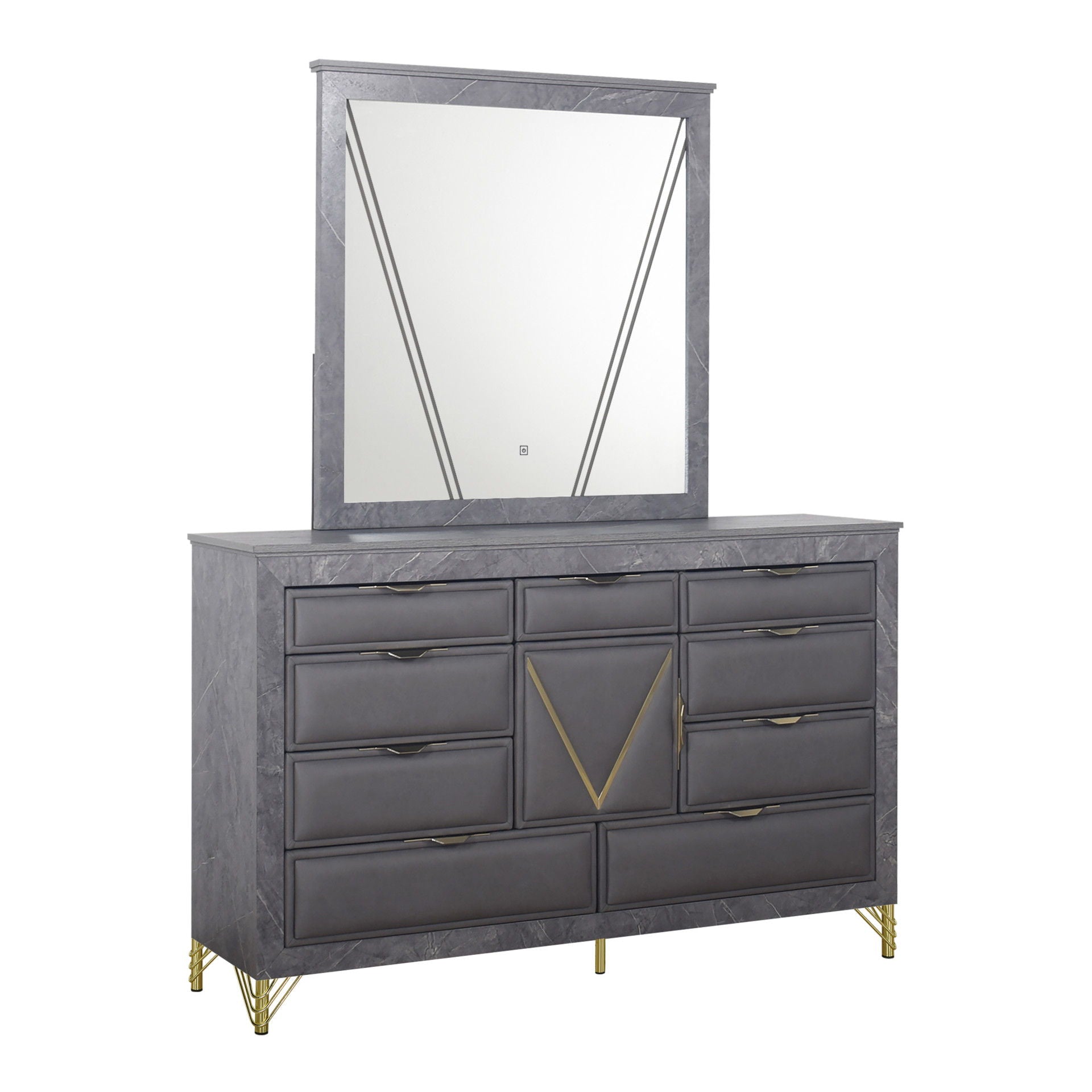 Symmetry - Lighted Mirror - Charcoal - Stylish Home Furniture