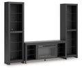 Cayberry - 3-Piece Entertainment Center With Electric Fireplace - Black - Stylish Home Furniture