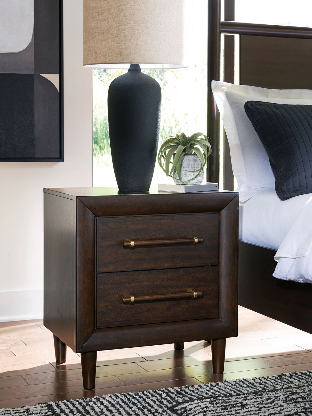 Dantenton - Two Drawer Night Stand - Merlot - Stylish Home Furniture