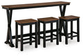 Wildenauer - Rectangular Dining Room Counter Table Set (Set of 4) - Brown / Black - Stylish Home Furniture