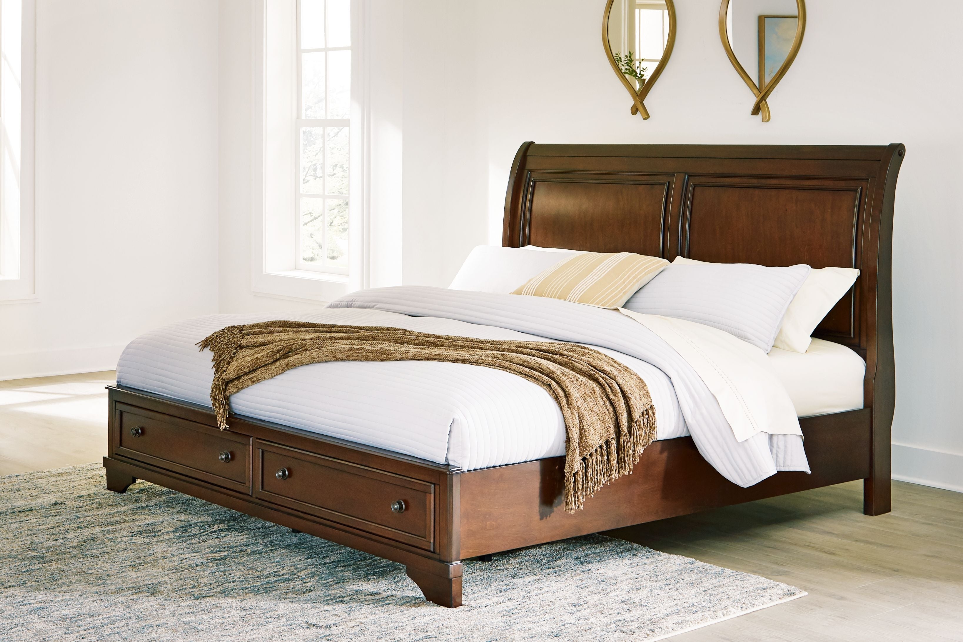 Trellington - King Sleigh Storage Bed - Brown - Stylish Home Furniture