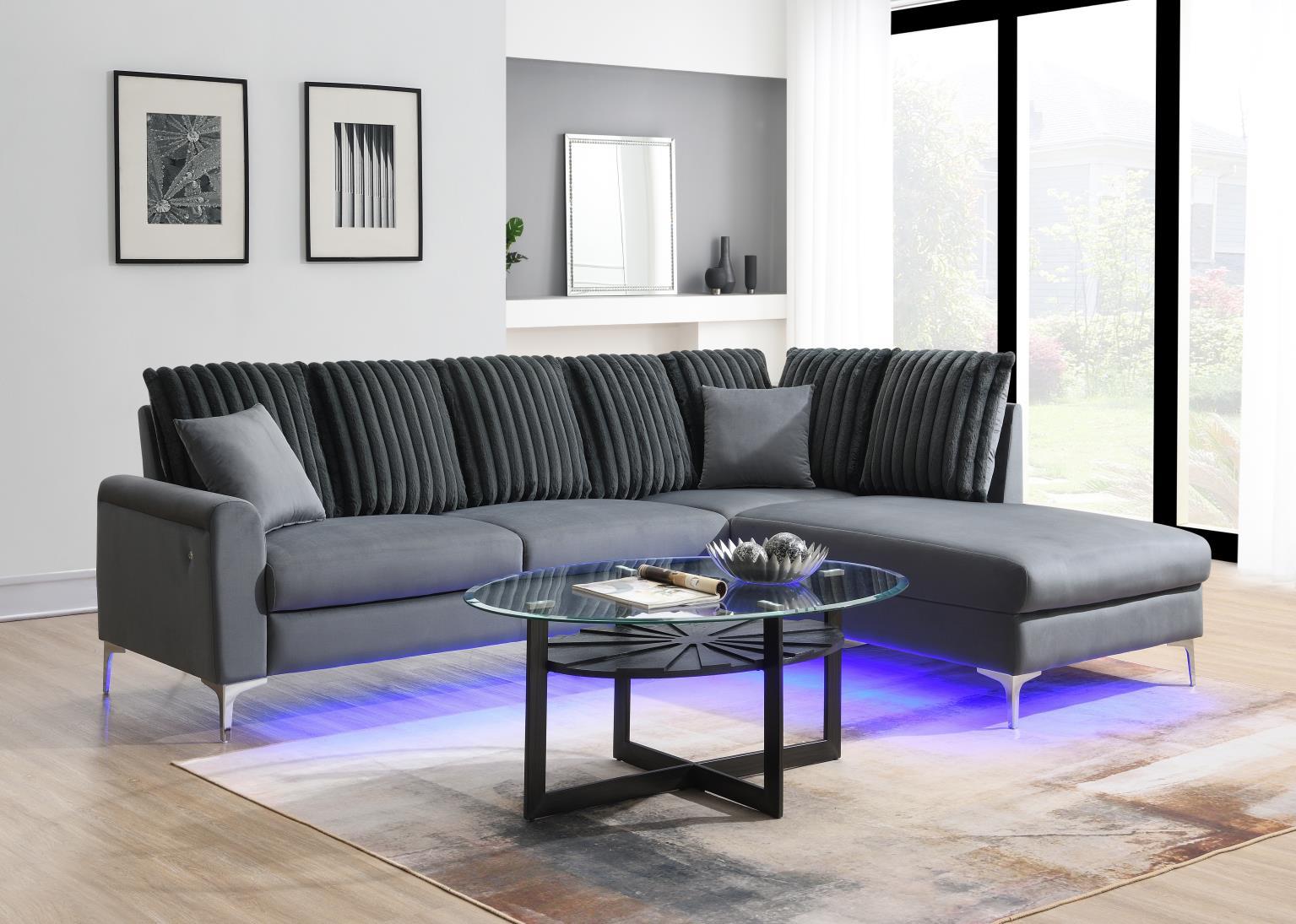 U381 - 2 Piece LED Sectional - Gray - Stylish Home Furniture