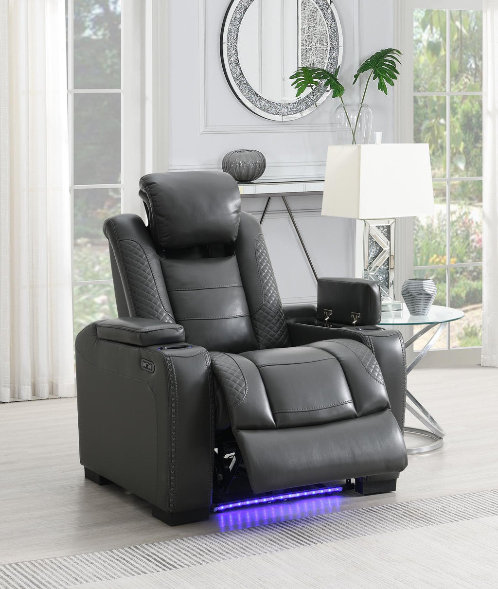 U93 - LED Power Reclining With Power Headrest Chair - Gray - Stylish Home Furniture