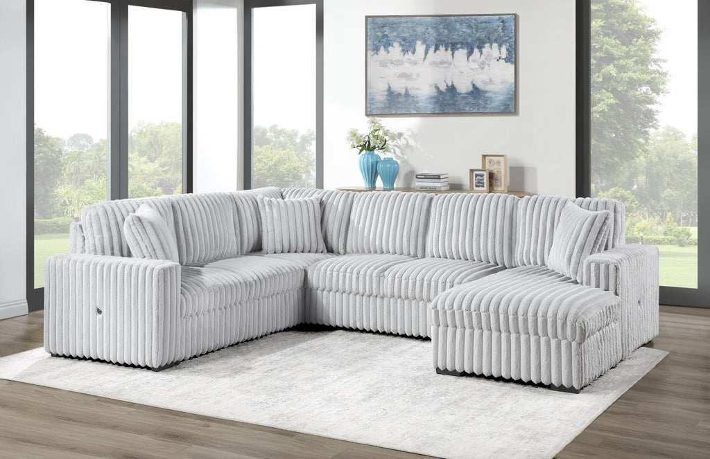 U299 - 3 Piece Sectional With USB - Gray - Stylish Home Furniture
