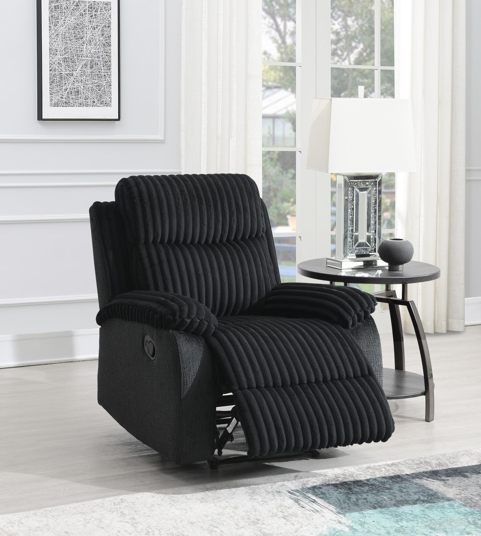 U181 - Corduroy Motion Chair - Black - Stylish Home Furniture