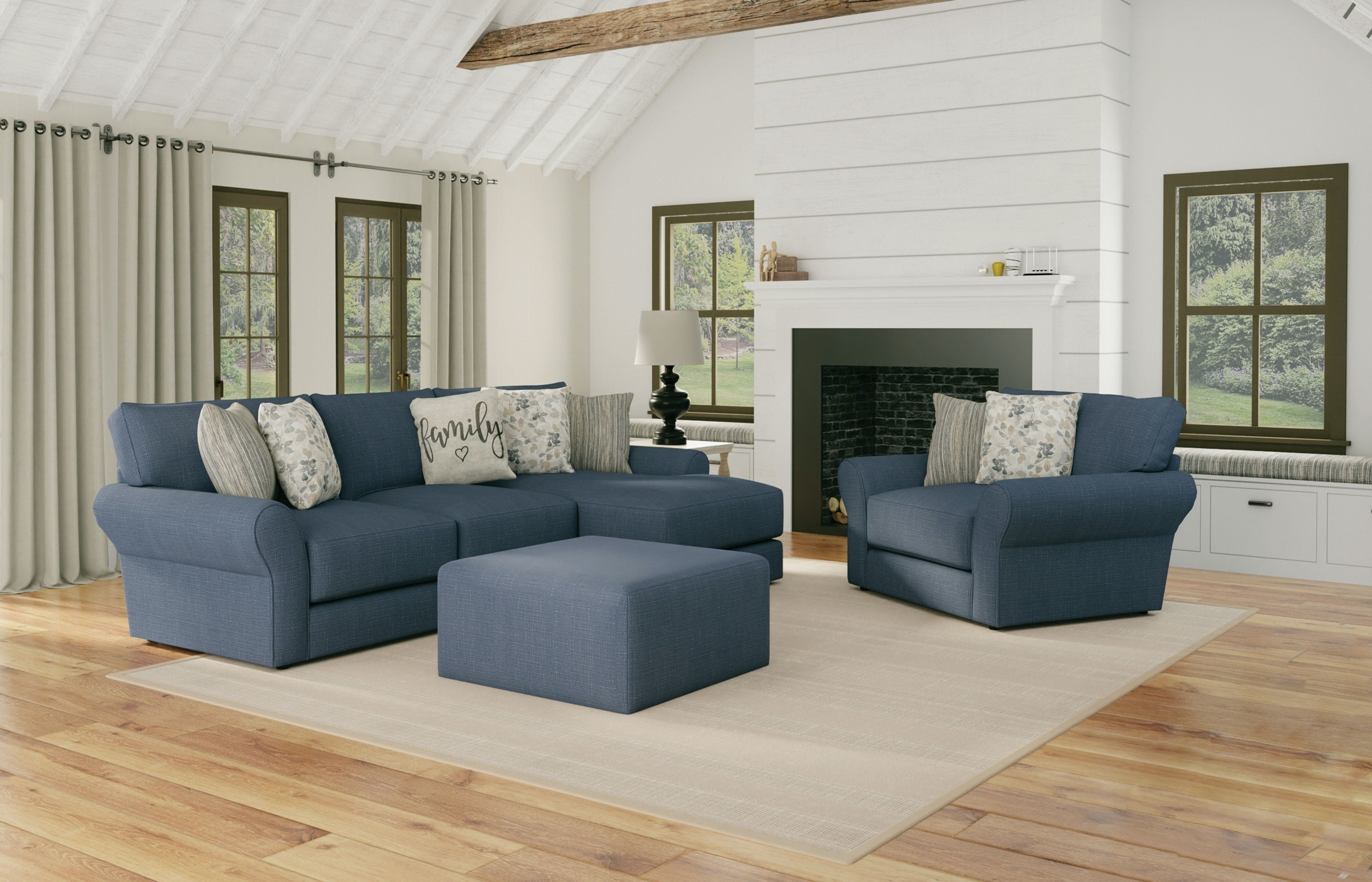 Cape May - Cocktail Ottoman - Denim - Stylish Home Furniture