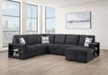 U274 - 3 Piece Sectional With USB (Type A+C) - Black - Stylish Home Furniture