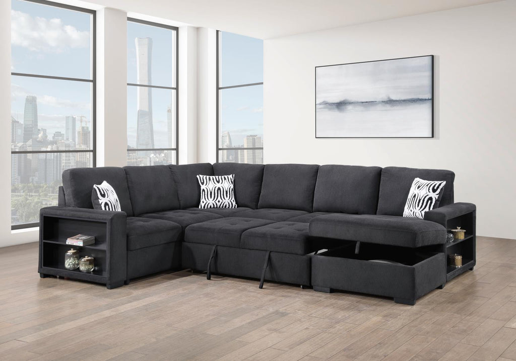 U274 - 3 Piece Sectional With USB (Type A+C) - Black - Stylish Home Furniture