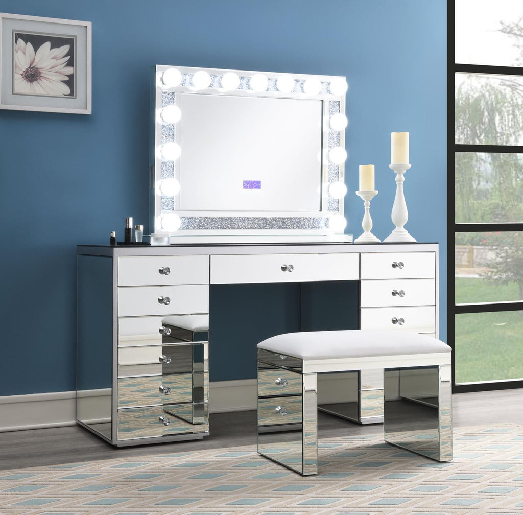 G-317 - Glamour Vanity Stool - Pearl Silver - Stylish Home Furniture