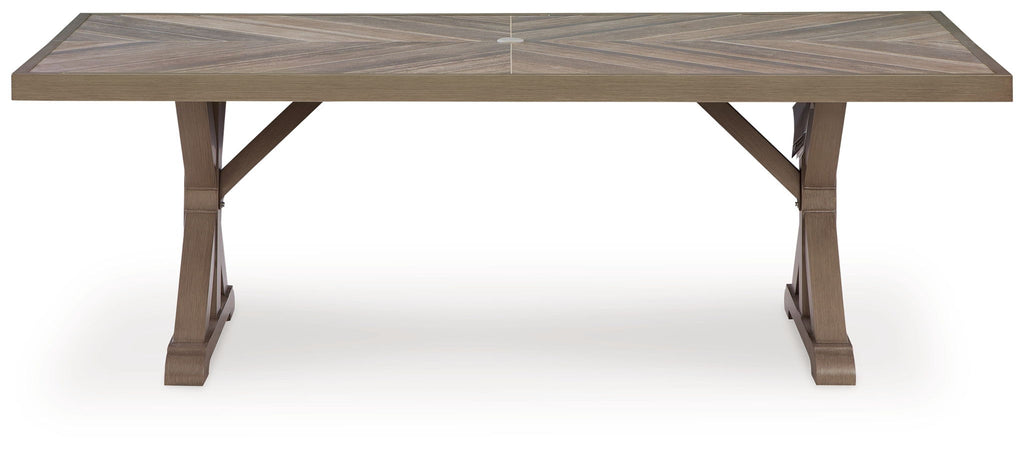 Laguna Heights - Rectangular Dining Table With Umbrella Option - Beige - Stylish Home Furniture