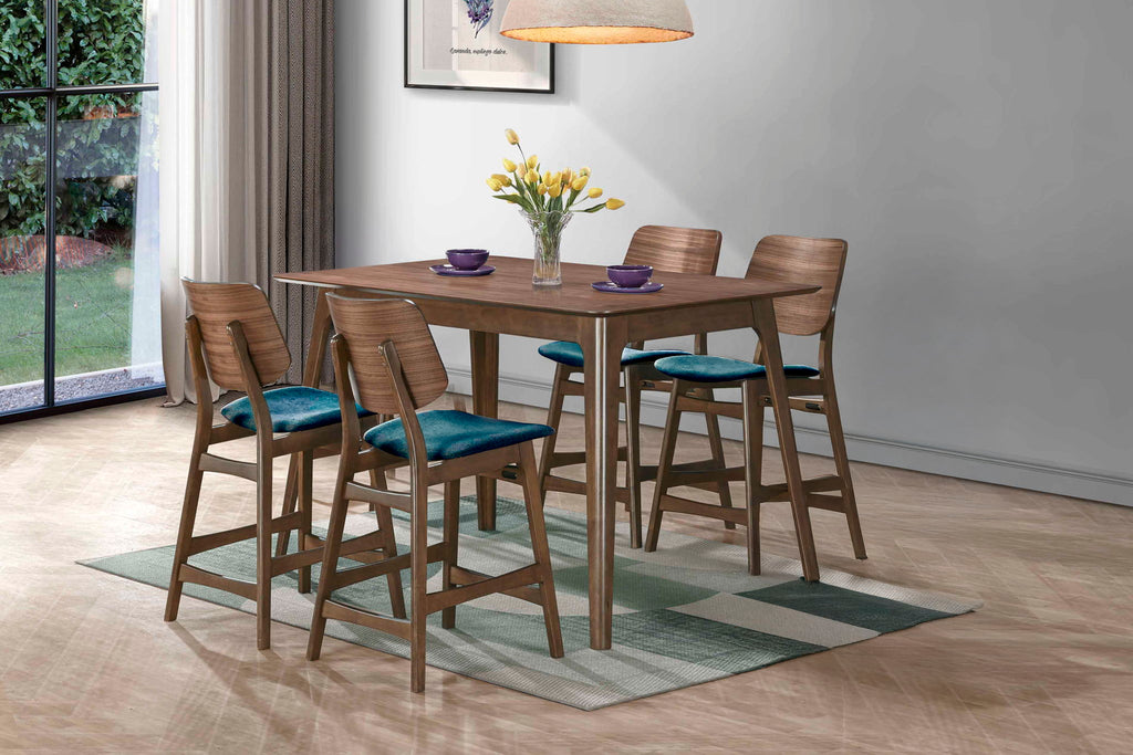 Oscar - Counter Table Set - Walnut - Stylish Home Furniture