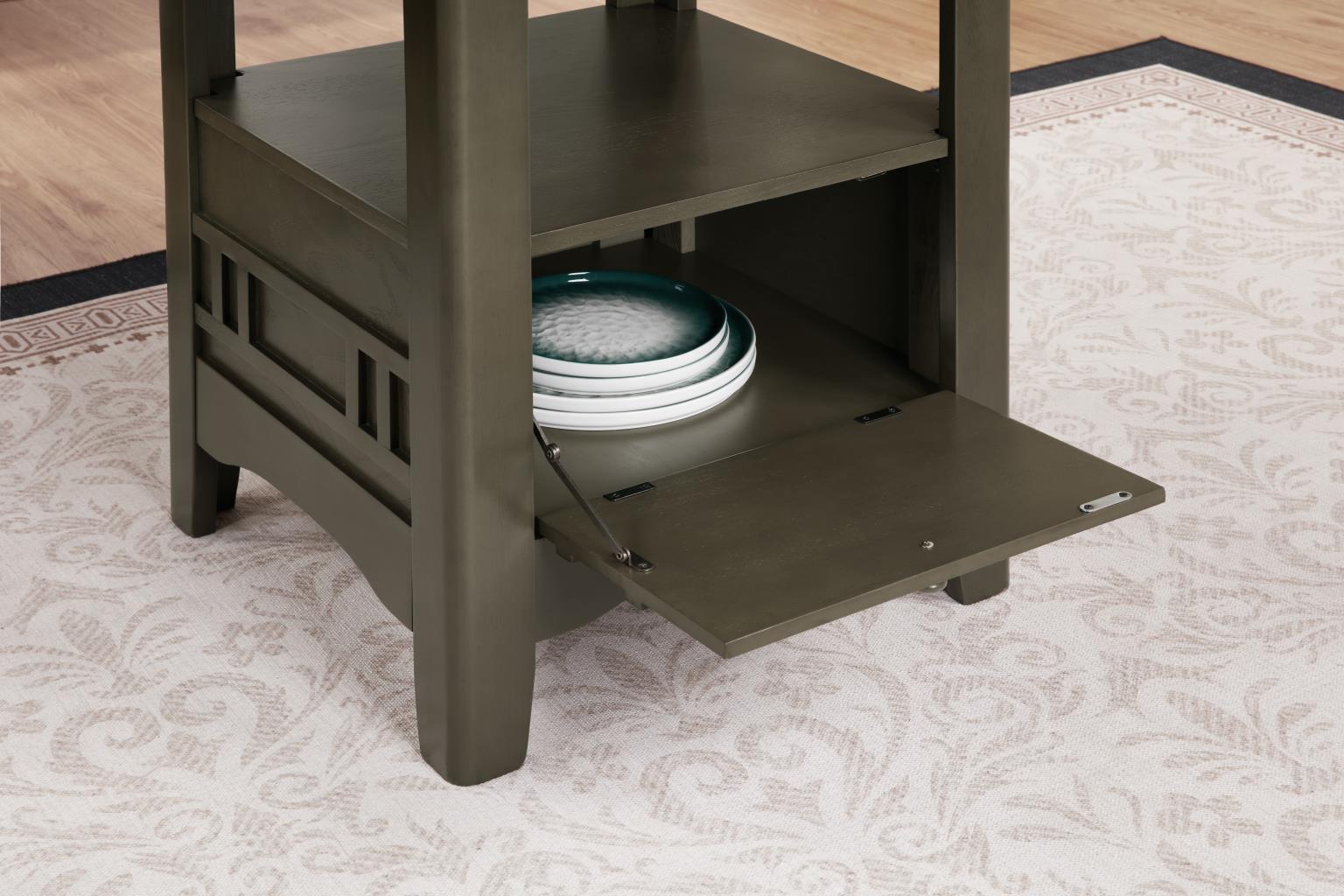 D152 - Counter Height Extension Table Wire Brush - Dark Brown - Stylish Home Furniture