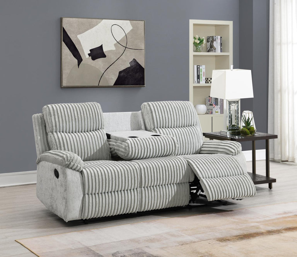 U182 - Corduroy Motion Sofa With Drop Down Table - Gray - Stylish Home Furniture