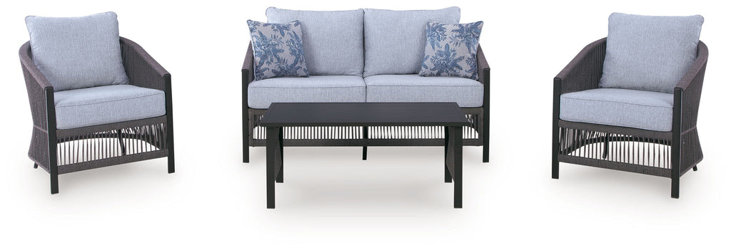 Bridges Beach - Loveseat, Lounge Chairs, Table Set (Set of 4) - Gray - Stylish Home Furniture