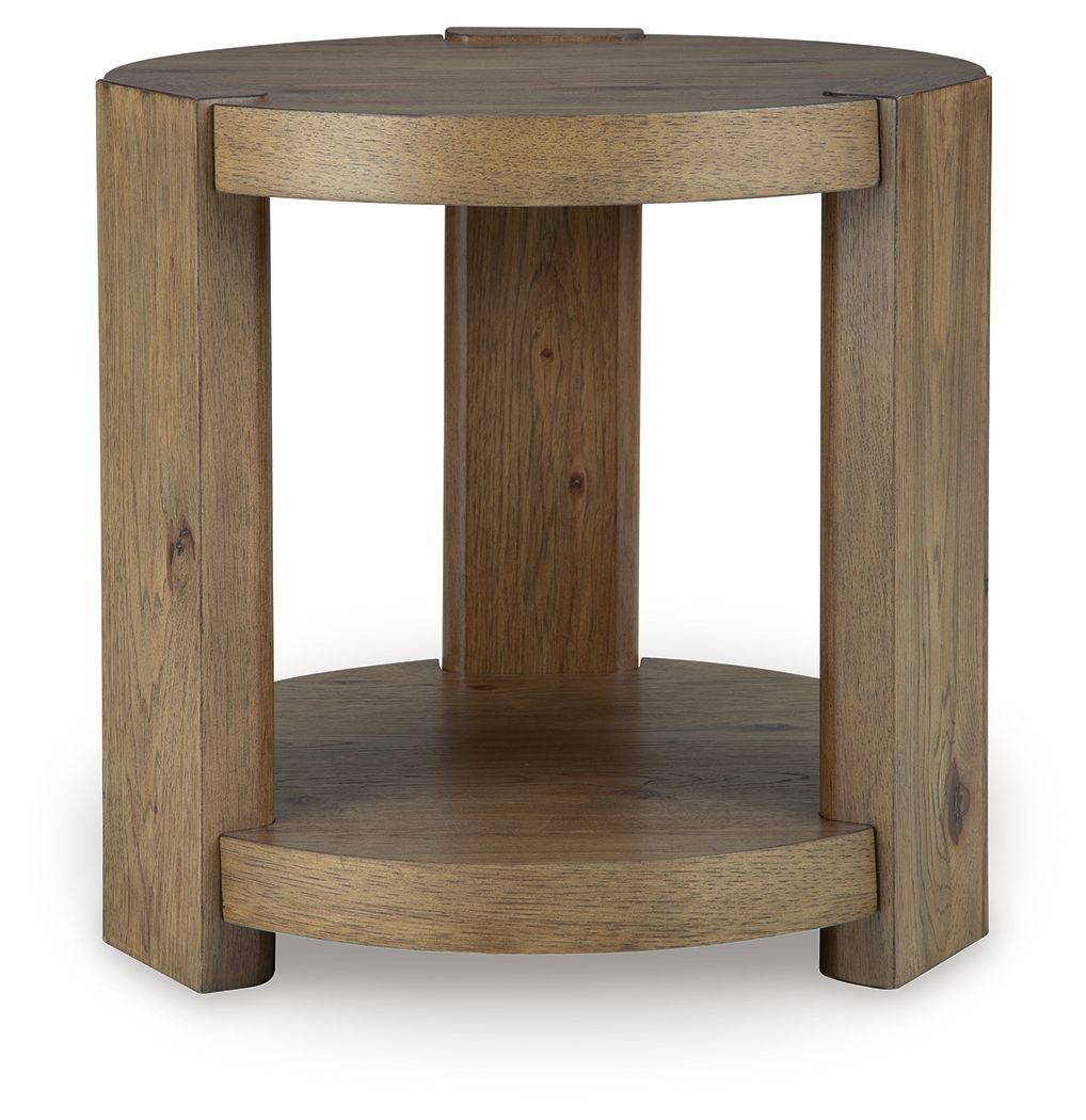 Flangren - Round End Table - Light Brown - Stylish Home Furniture