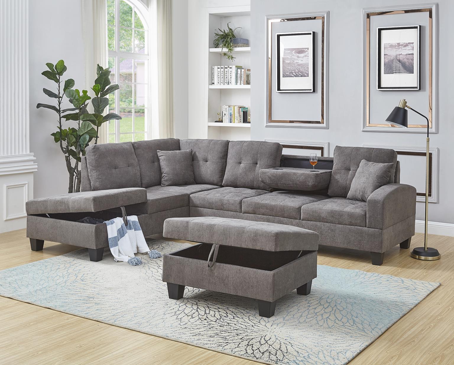 U350 - 2 Piece Sectional - Gray - Stylish Home Furniture