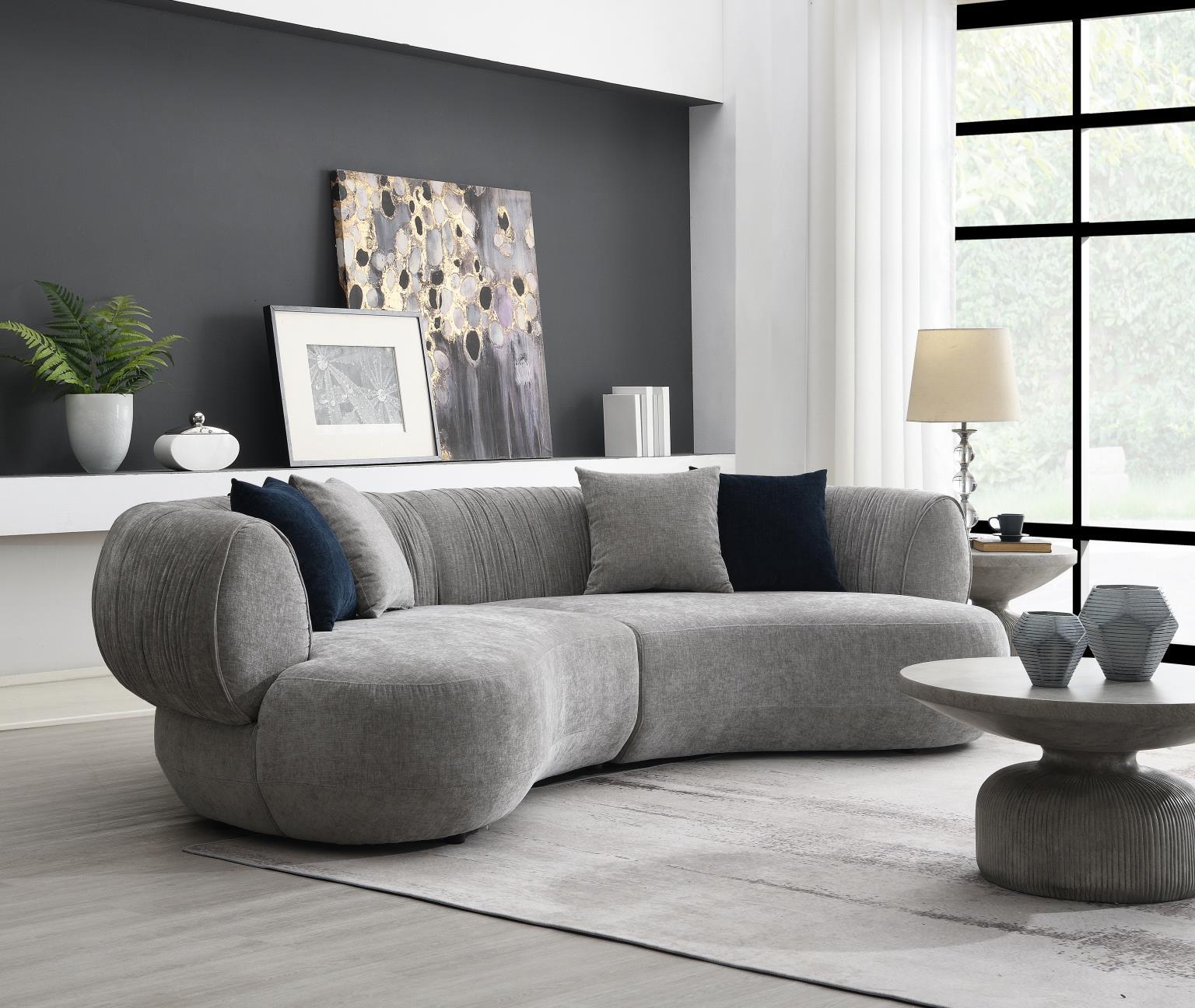 U307 - Modern Curved Sofa - Gray - Stylish Home Furniture