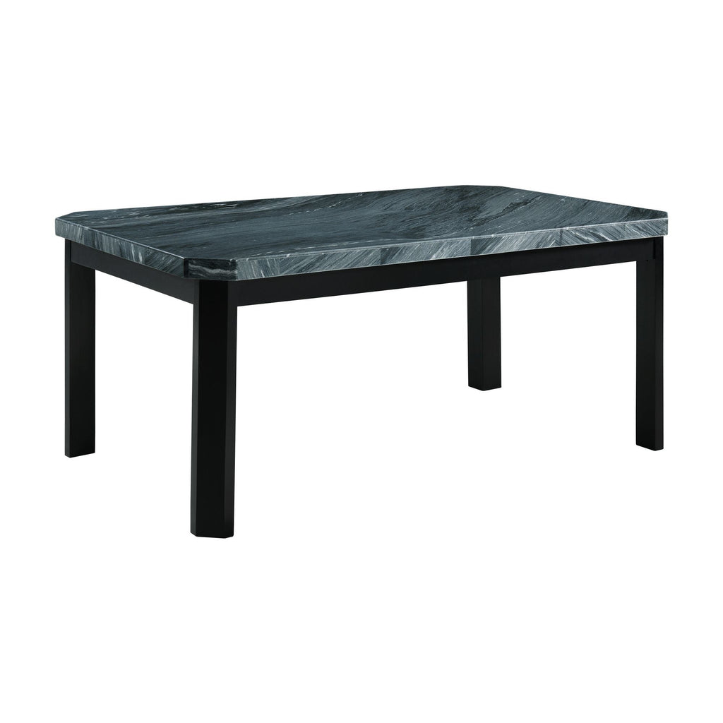 Francesca - Rectangular 5 Piece Gray PU Chairs Dining Set, Table & Four Chairs - Gray Marble - Stylish Home Furniture