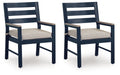 East Beach - Arm Chair With Cushion (Set of 2) - Blue - Stylish Home Furniture